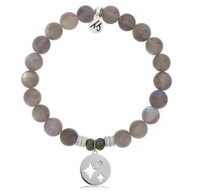 Labradorite Stone Bracelet with Mother Daughter Sterling Silver Charm