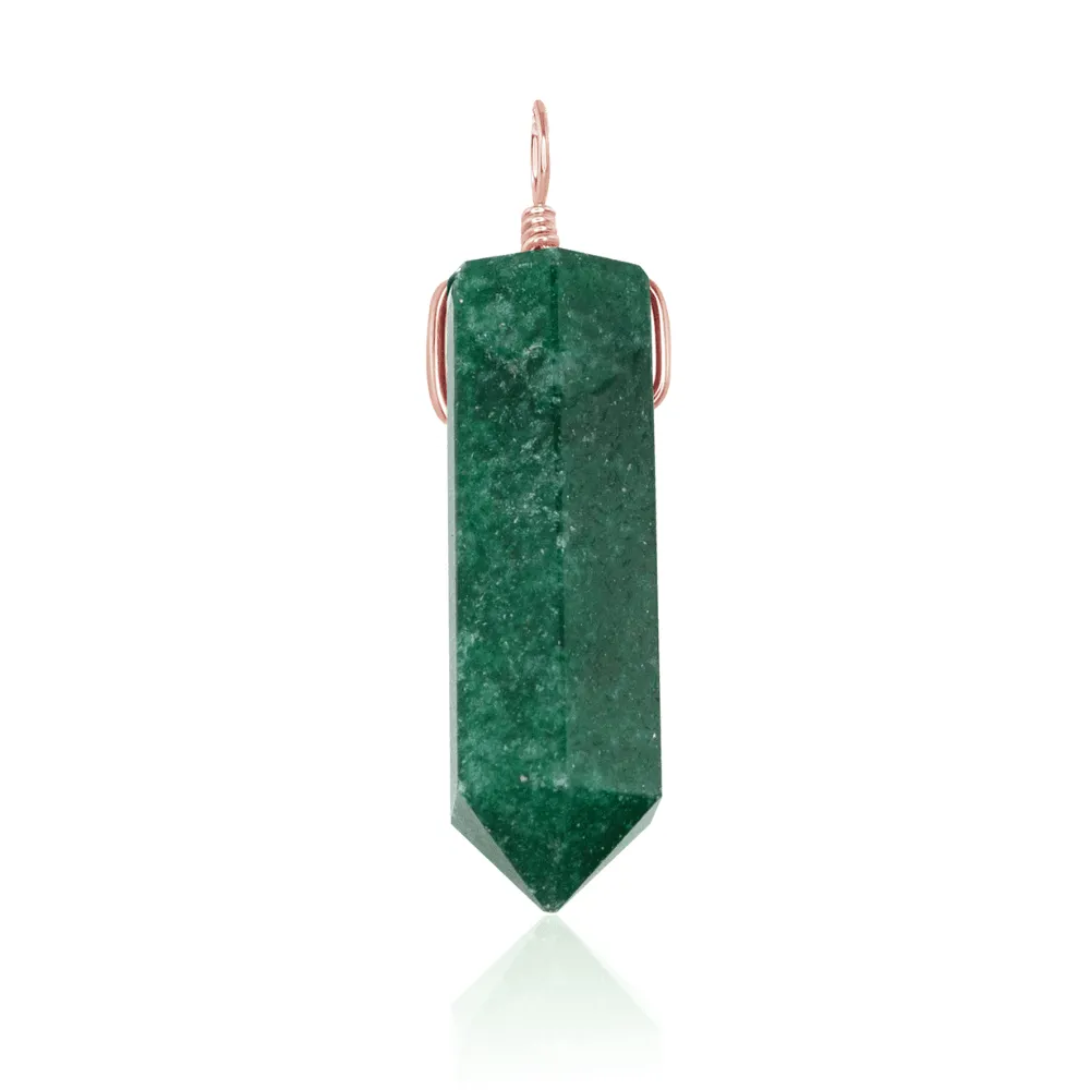 Large Aventurine Crystal Tower Point Generator Pendant