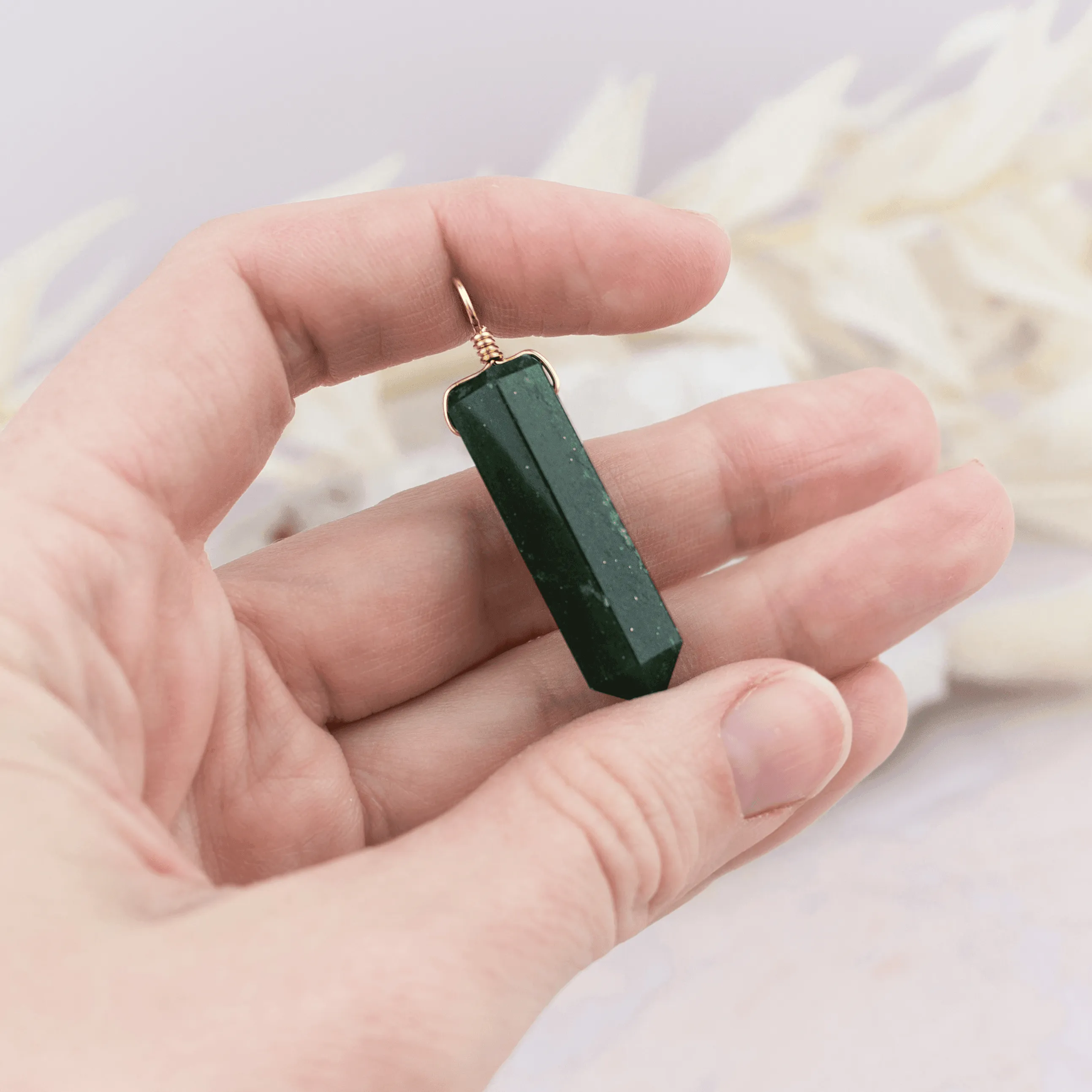 Large Aventurine Crystal Tower Point Generator Pendant