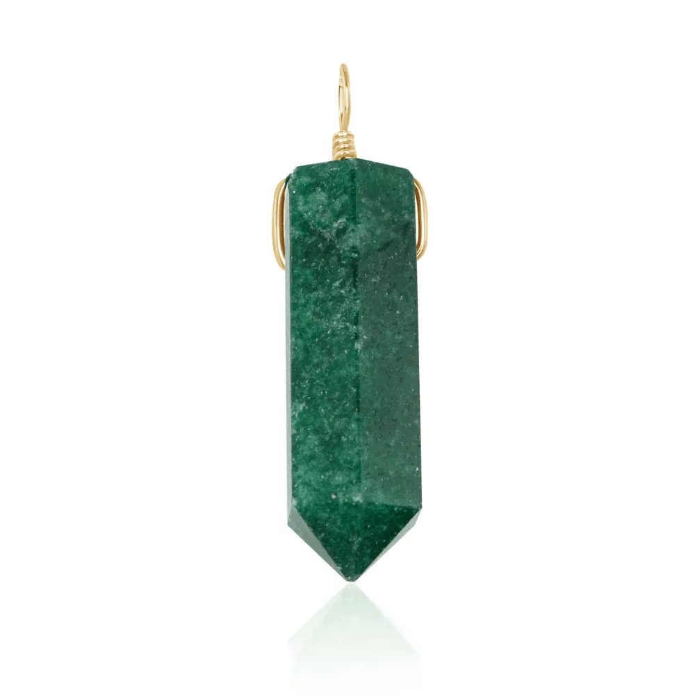Large Aventurine Crystal Tower Point Generator Pendant
