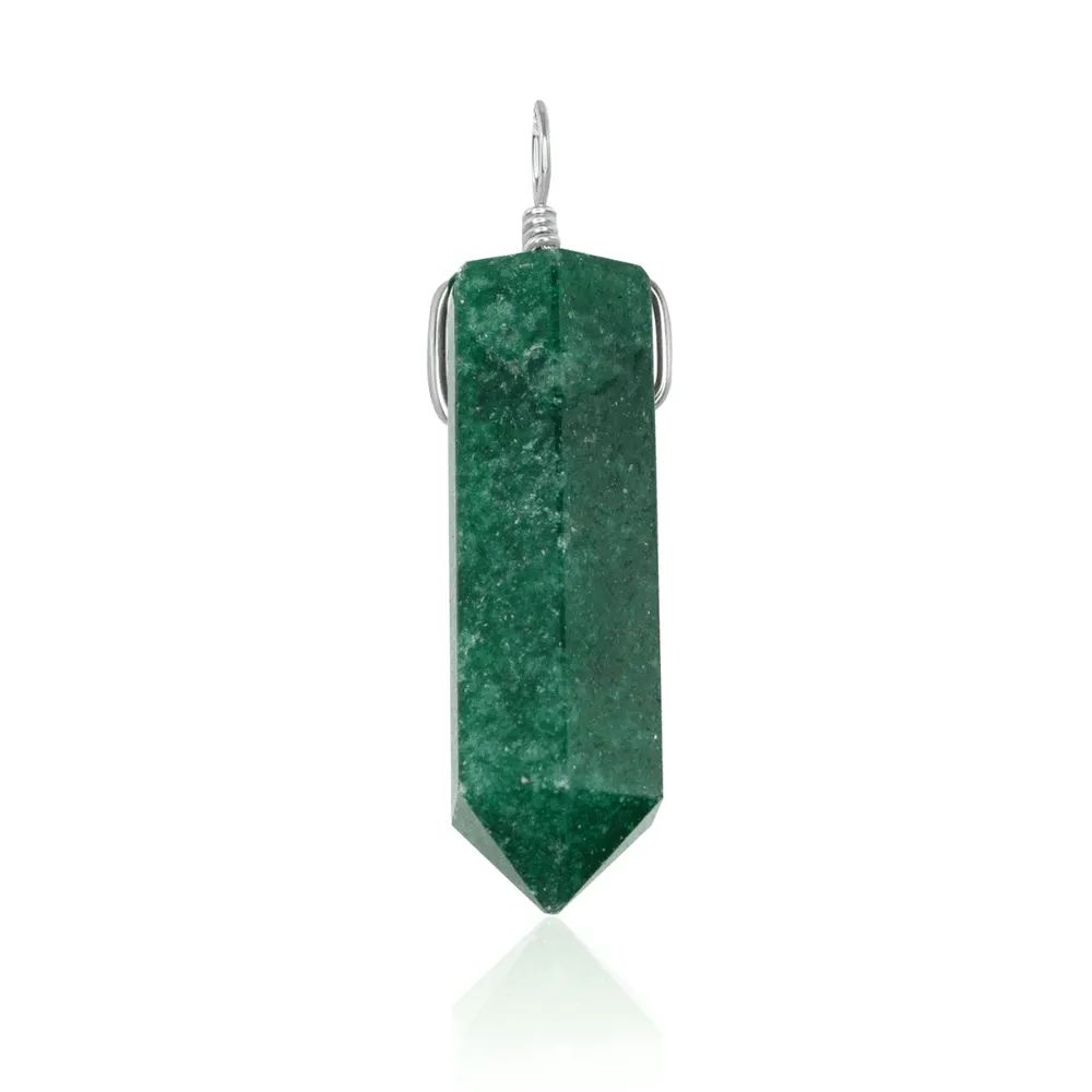 Large Aventurine Crystal Tower Point Generator Pendant