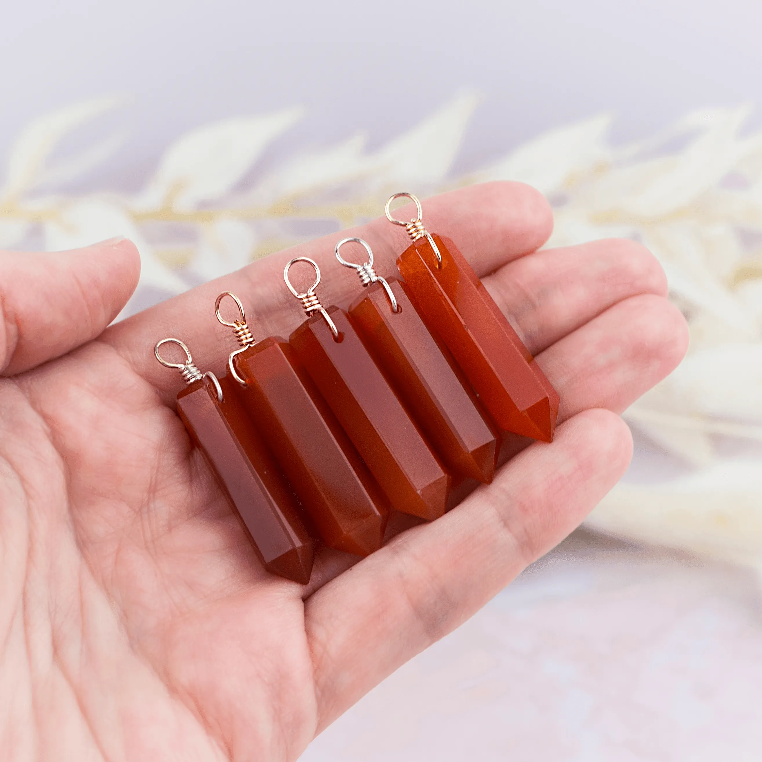 Large Carnelian Crystal Tower Point Generator Pendant