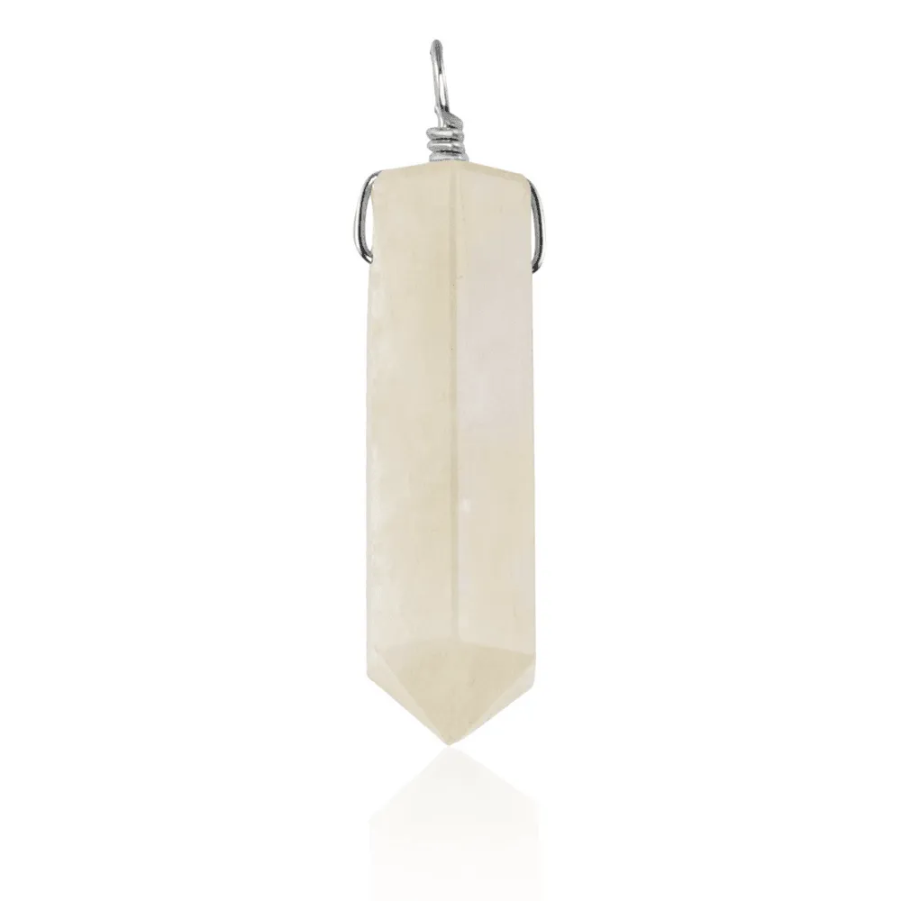 Large Rainbow Moonstone Crystal Tower Point Generator Pendant