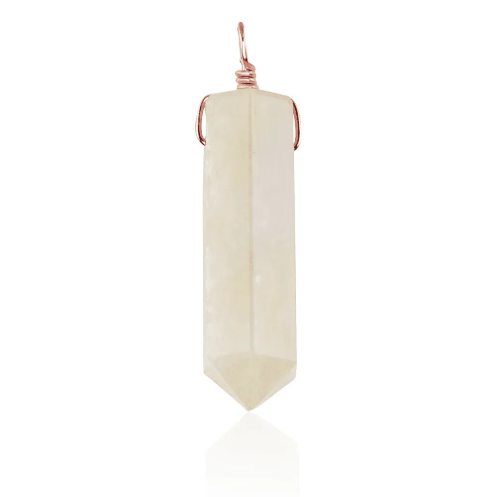 Large Rainbow Moonstone Crystal Tower Point Generator Pendant