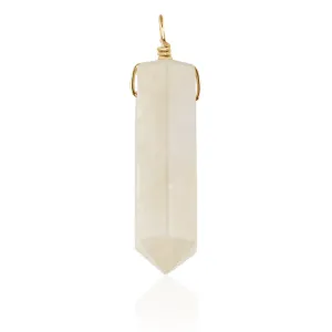 Large Rainbow Moonstone Crystal Tower Point Generator Pendant
