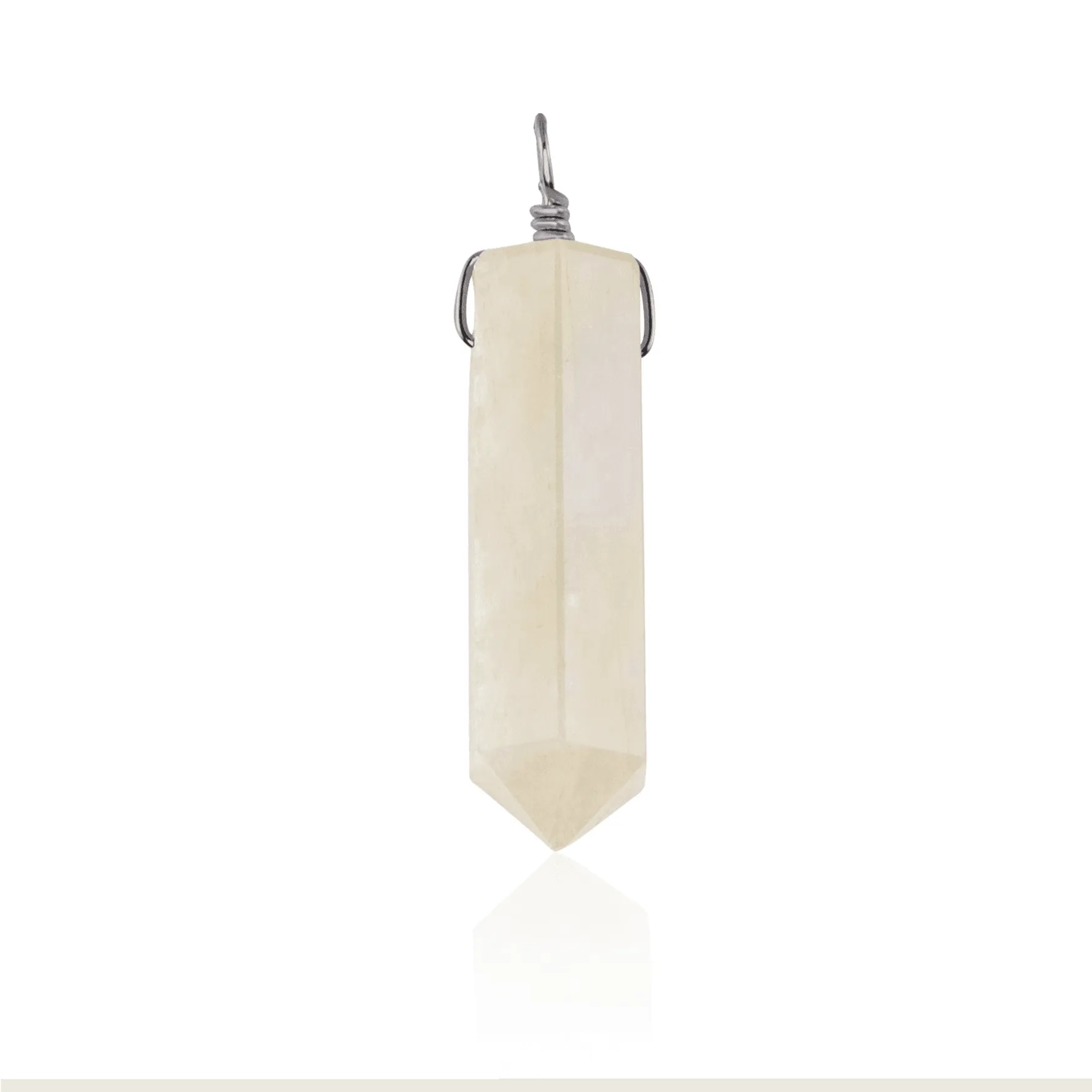 Large Rainbow Moonstone Crystal Tower Point Generator Pendant