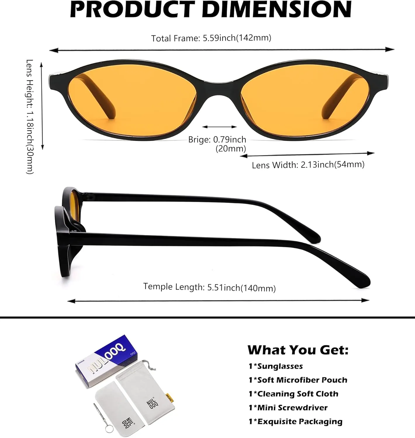 NULOOQ Retro Oval Cat Eye Sunglasses for Women Y2k Trendy Small Narrow Sunnies 90s Designer Sun Glasses