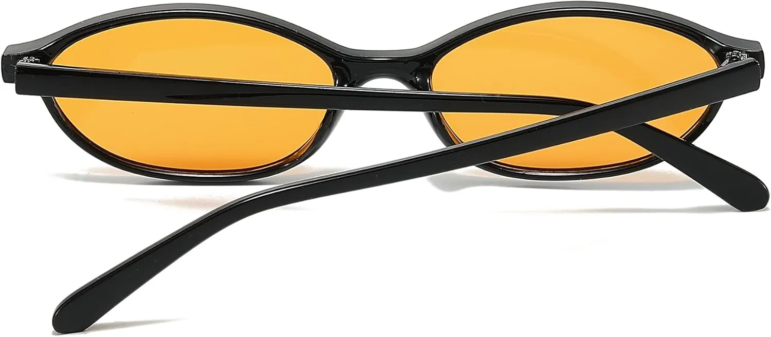 NULOOQ Retro Oval Cat Eye Sunglasses for Women Y2k Trendy Small Narrow Sunnies 90s Designer Sun Glasses
