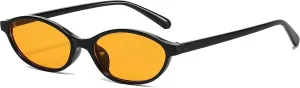 NULOOQ Retro Oval Cat Eye Sunglasses for Women Y2k Trendy Small Narrow Sunnies 90s Designer Sun Glasses