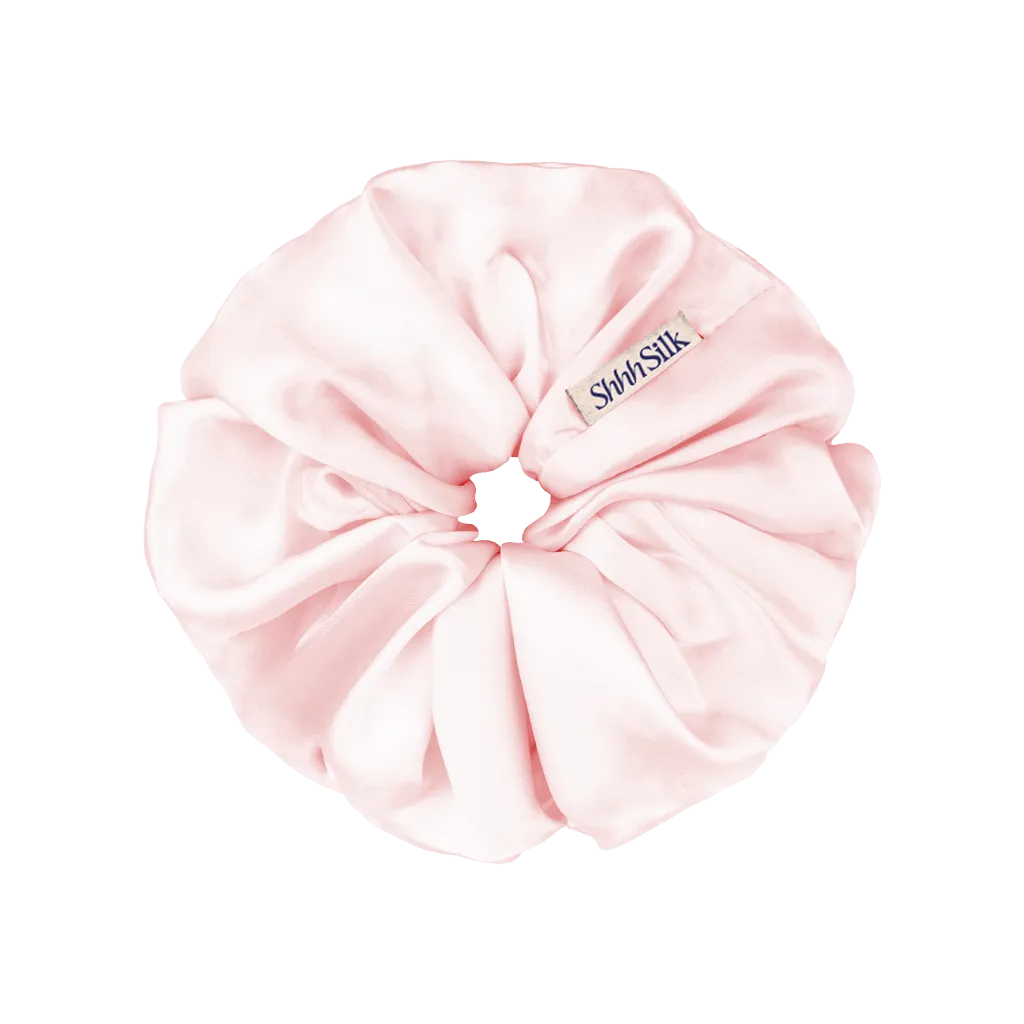 Oversized Pink Silk Scrunchie