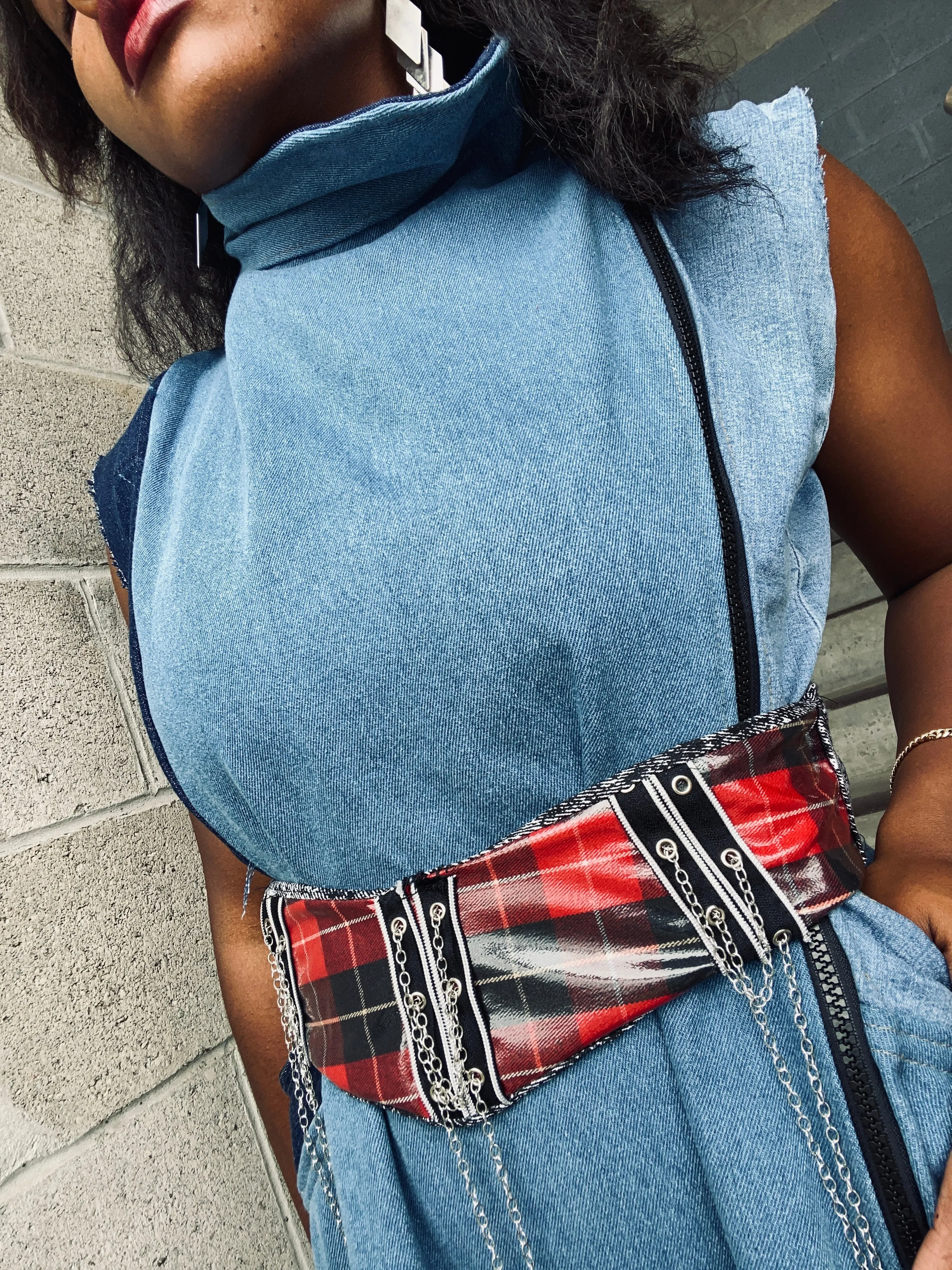 “Plaid is rad” corset waist belt