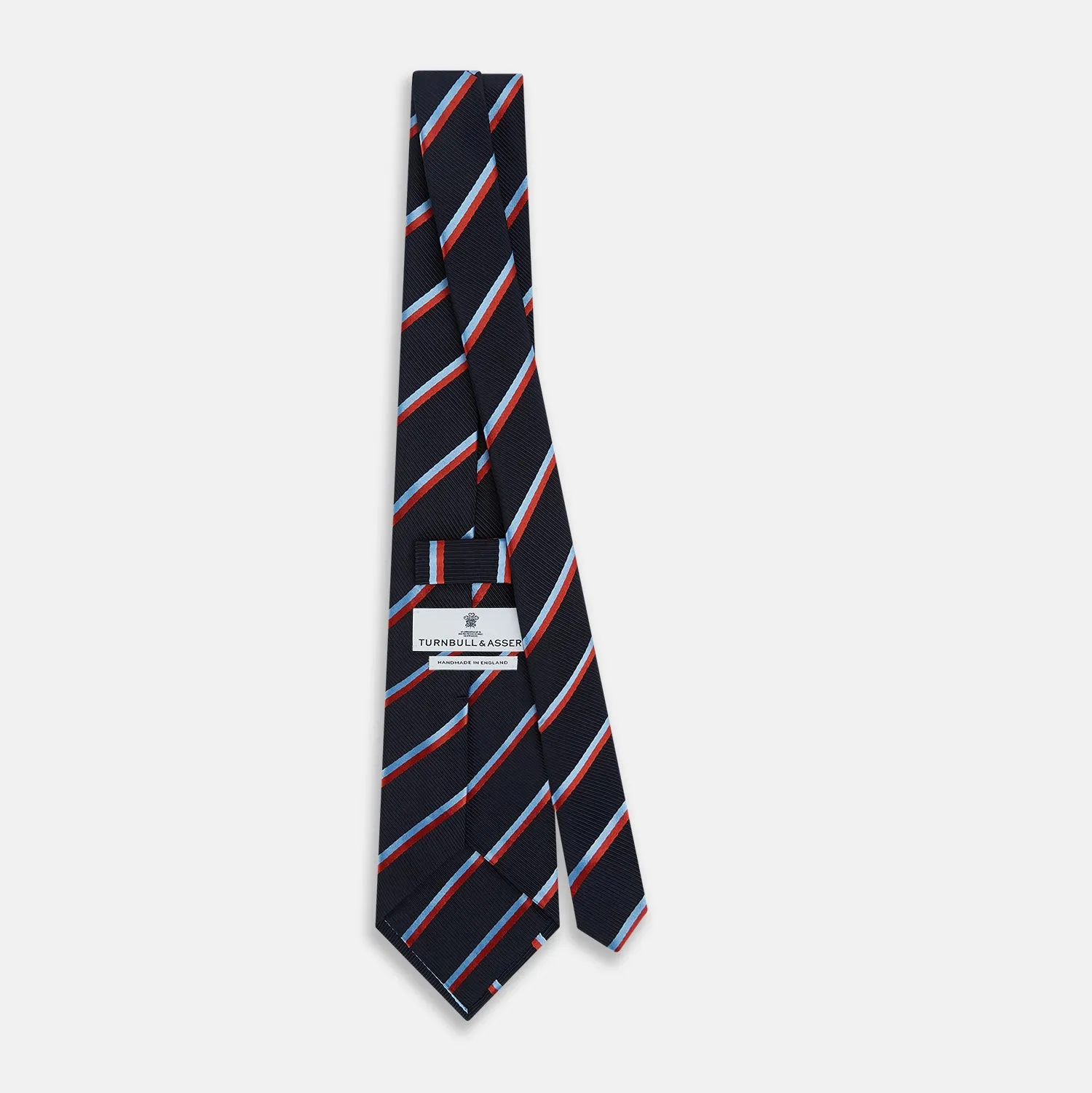 Red And Blue Stripe Silk Blend Tie