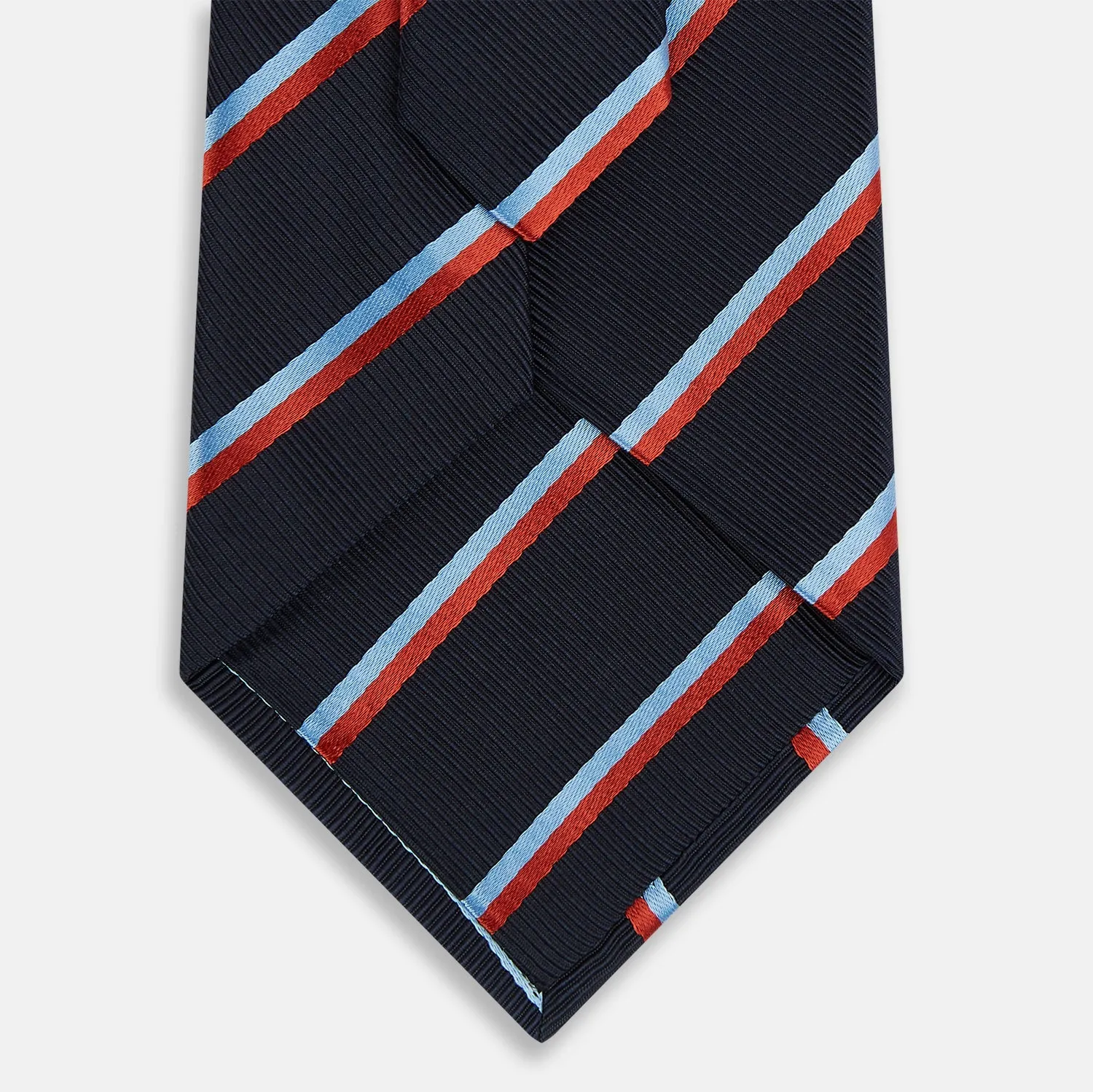 Red And Blue Stripe Silk Blend Tie