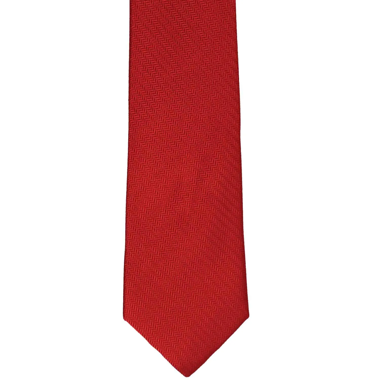 Red Herringbone Silk Slim Necktie, 2.5" Width