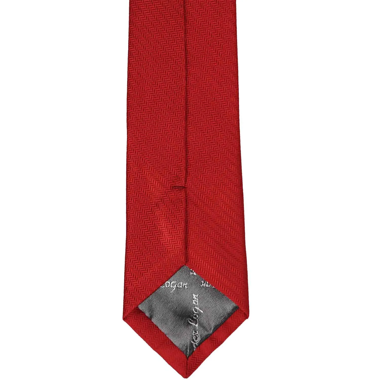 Red Herringbone Silk Slim Necktie, 2.5" Width