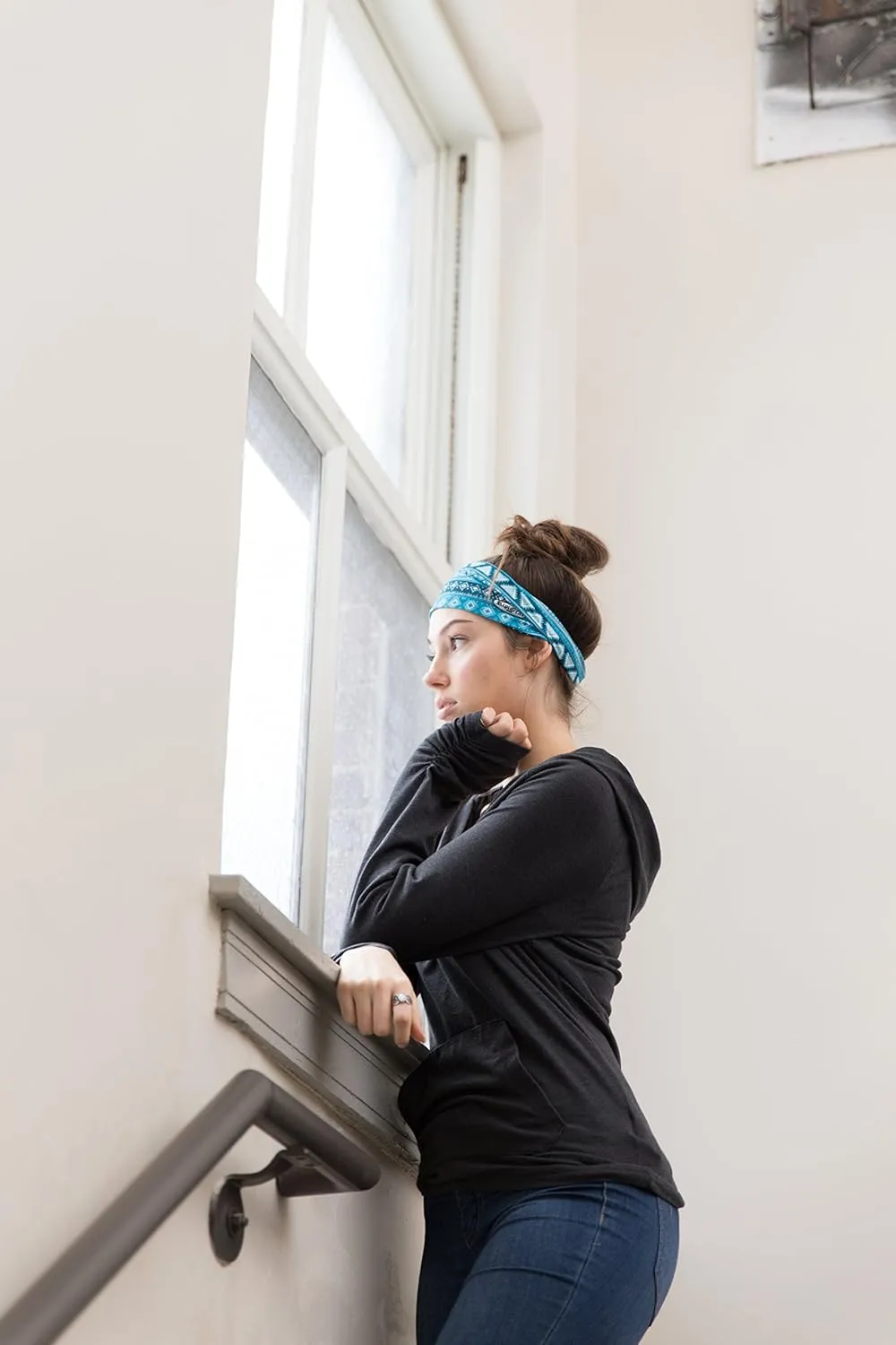 RiptGear Stretch Sport Headband for Women (Tribal Blue)  Made of Non-Slip Sweat Wicking Fabric  Great for Yoga, Running or The Gym  Soft Headband That Fits Most Head Sizes  (1-Pack)