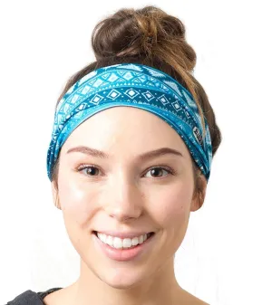 RiptGear Stretch Sport Headband for Women (Tribal Blue)  Made of Non-Slip Sweat Wicking Fabric  Great for Yoga, Running or The Gym  Soft Headband That Fits Most Head Sizes  (1-Pack)
