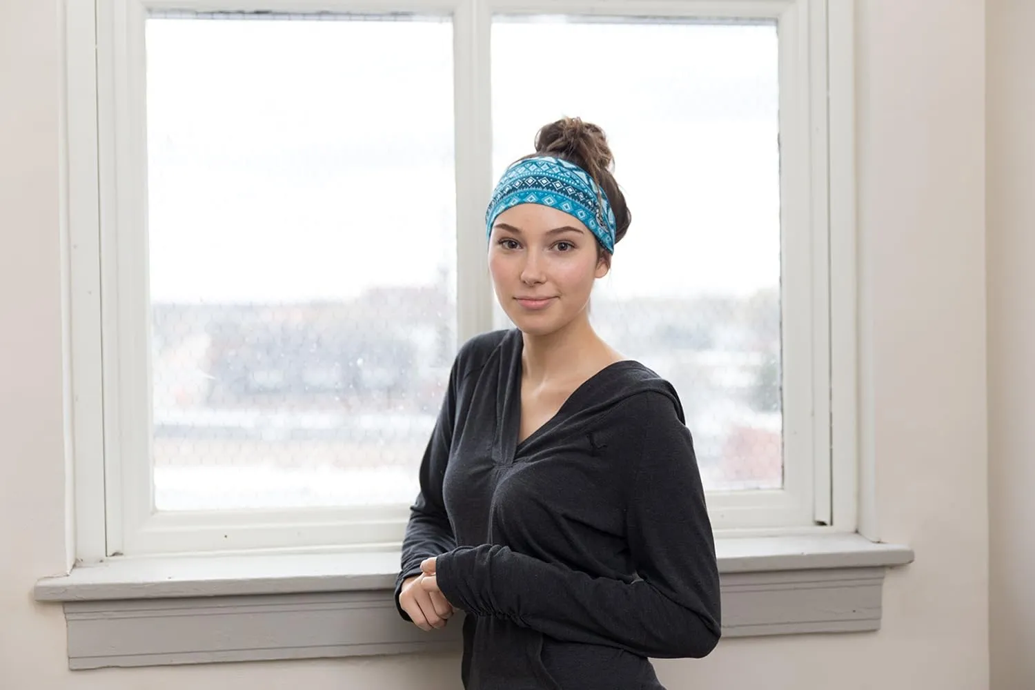 RiptGear Stretch Sport Headband for Women (Tribal Blue)  Made of Non-Slip Sweat Wicking Fabric  Great for Yoga, Running or The Gym  Soft Headband That Fits Most Head Sizes  (1-Pack)
