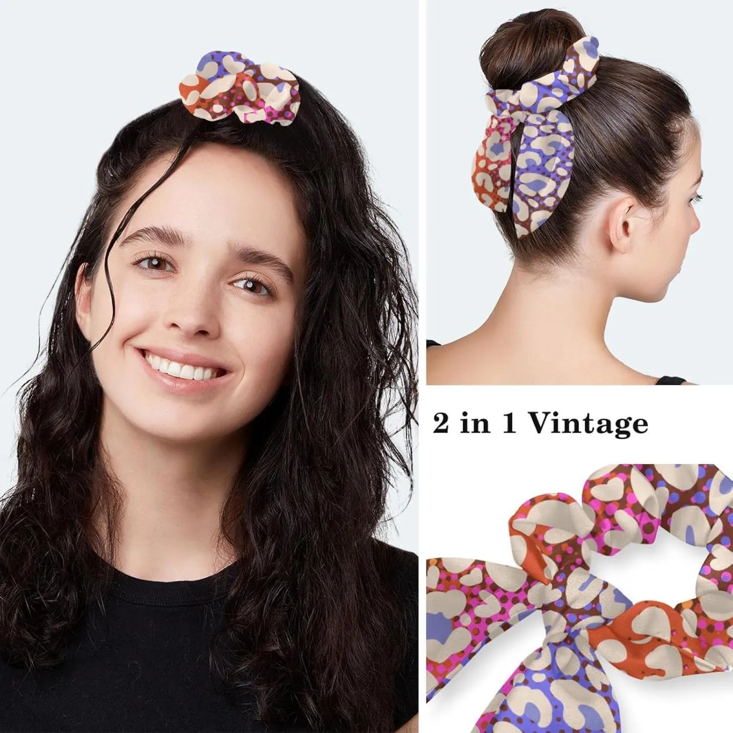 Scrub Cap with Scrunchies, Rainbow Working Hat Hair Cover, Elastic Bandage Tie Back Hats for Women