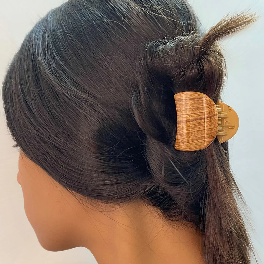 Set Of Two Gold Beige Satin Scrunchie Hair Tie & Hair Clutch