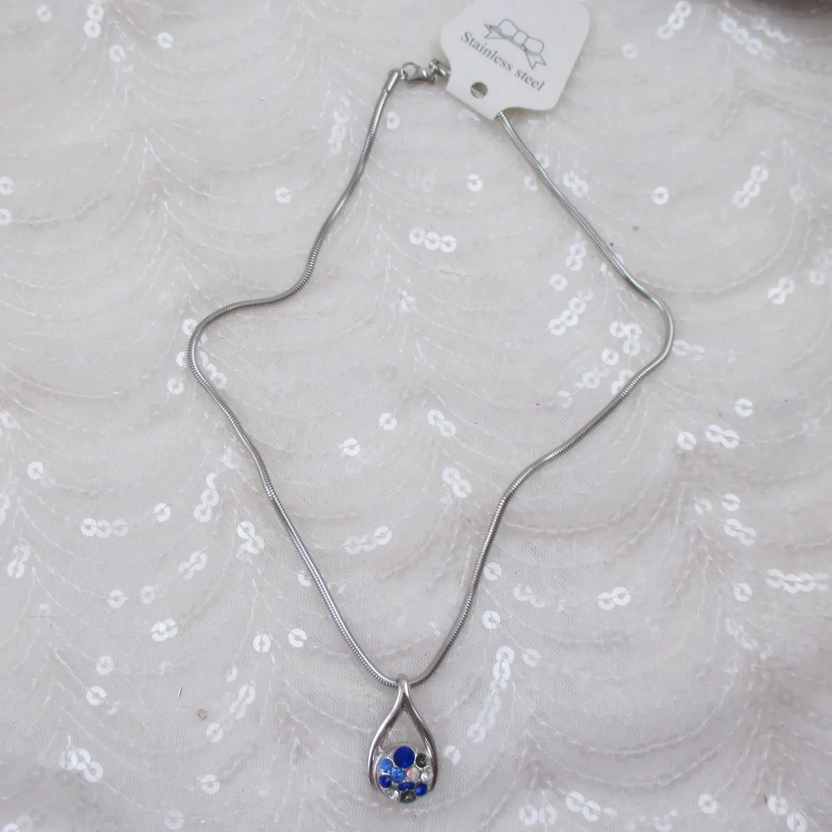 Shades of Blue Crystal  Pendant Necklace