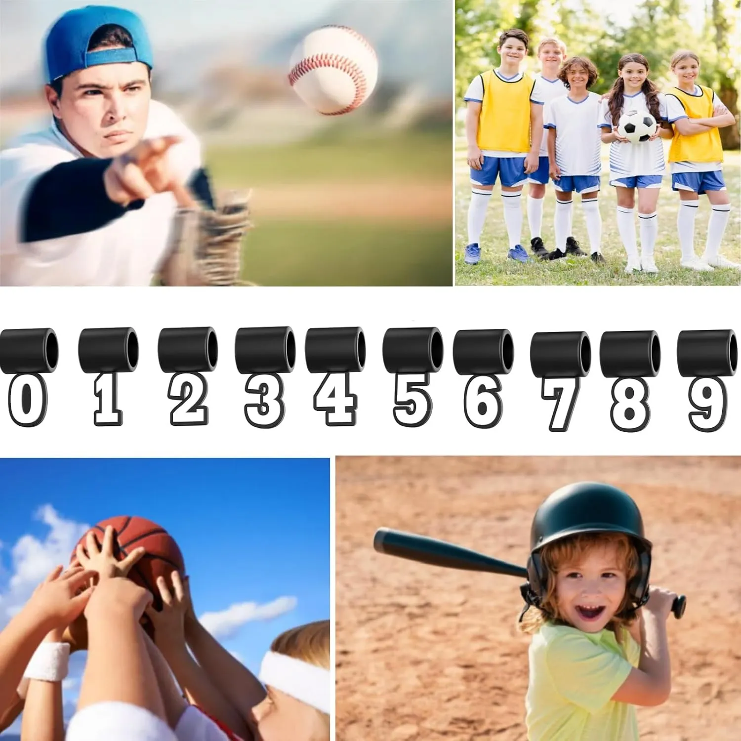 Silica Gel Baseball Necklaces Number Pendants, Silicone Number 0-9 Pendant Sports Pendants for Baseball Necklace Pick Your Lucky Number