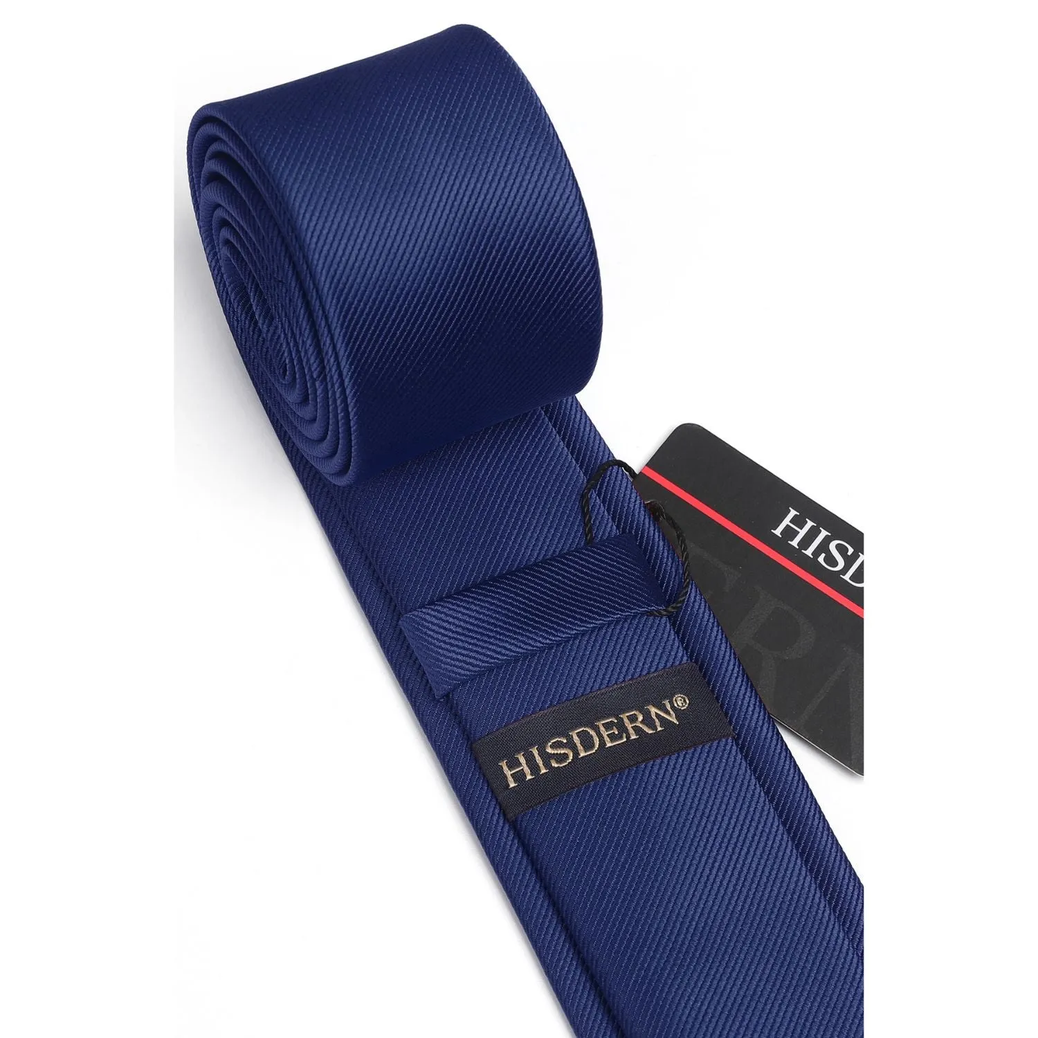 Solid 2.4' Skinny Formal Tie - B1-NAVY BLUE