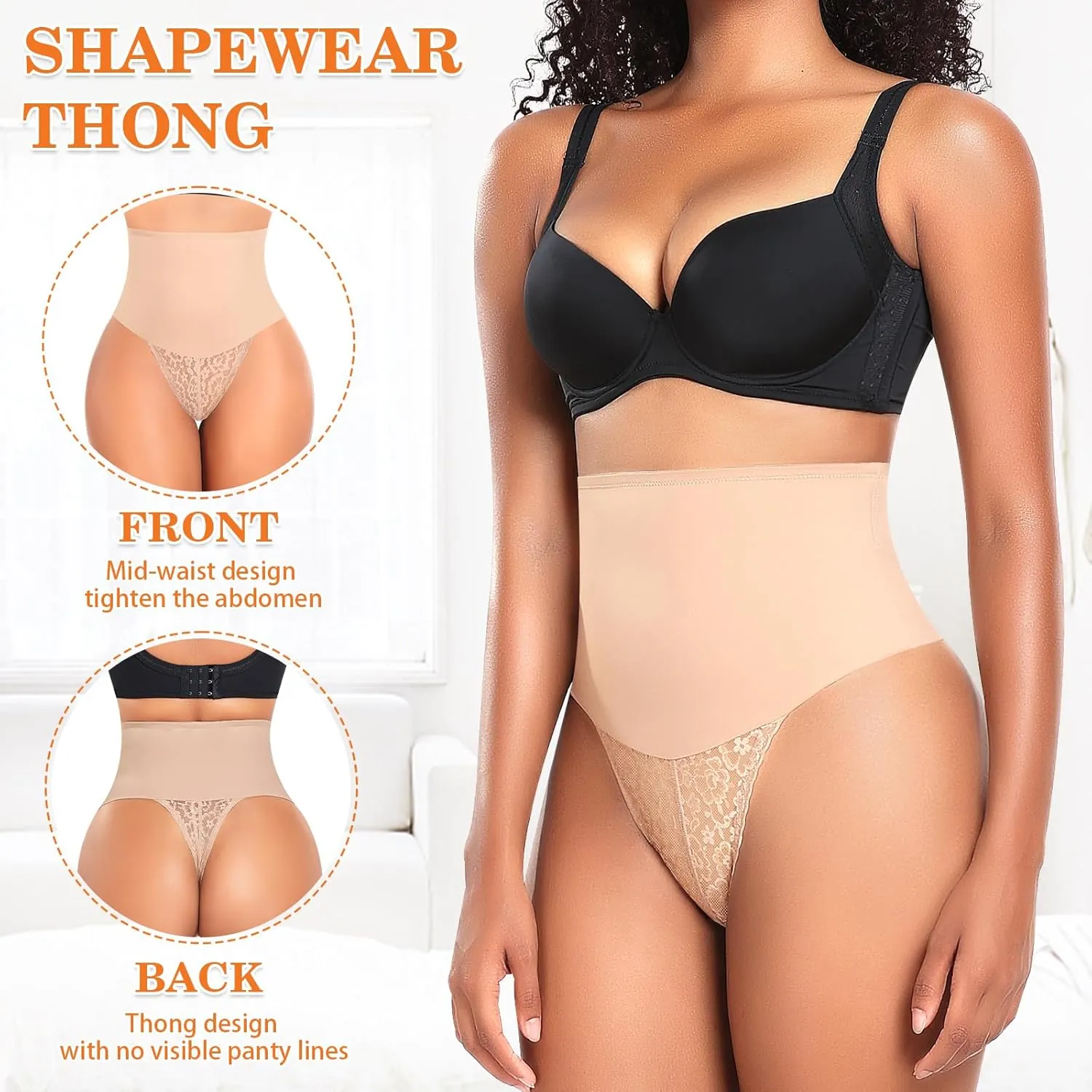 Tummy Control Thong Shapewear for Women High Waist Body Shaper Panties Girdle Lace Shaping Underwear