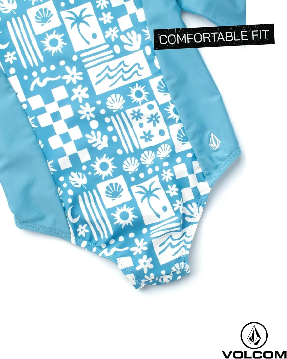 Volcom Baby Infant Toddler Girls Long Sleeve Swimsuit - 2 Piece UPF 50  One Piece Rashguard Bathing Suit with Hat
