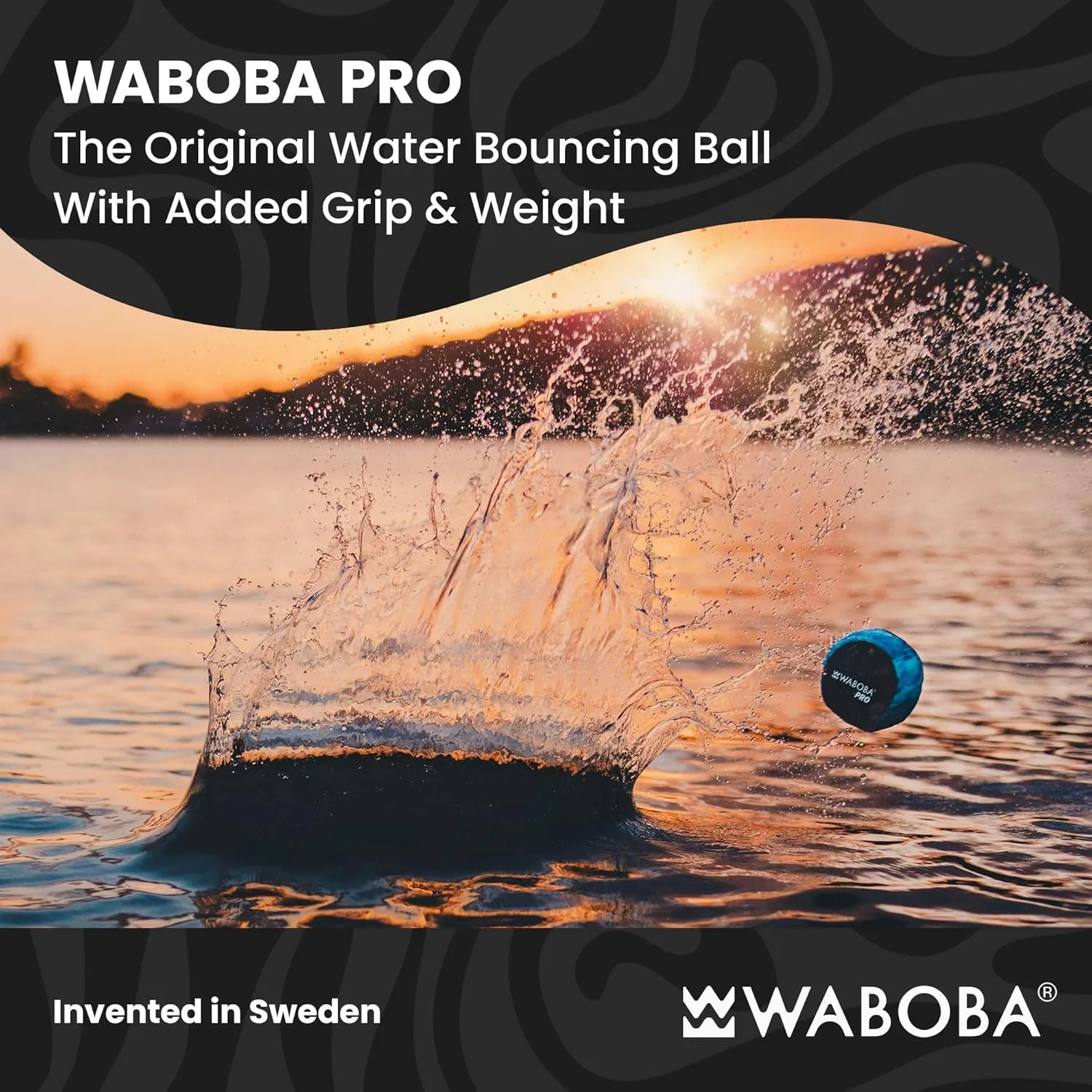 Waboba Pro Water Bouncing Ball with Added Grip - Perfect Toy for Beach and Water Games - Skips on Water - Invented in Sweden  Wavey Stripes