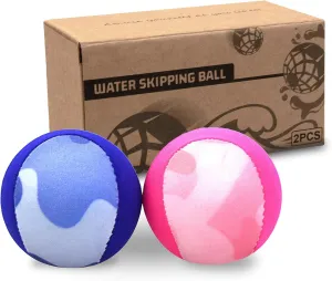 Water Skipping Ball Summer Beach Ball 2-Pack Water Bouncing Balls Grip Ball for Beach Swimming Pool River Lake