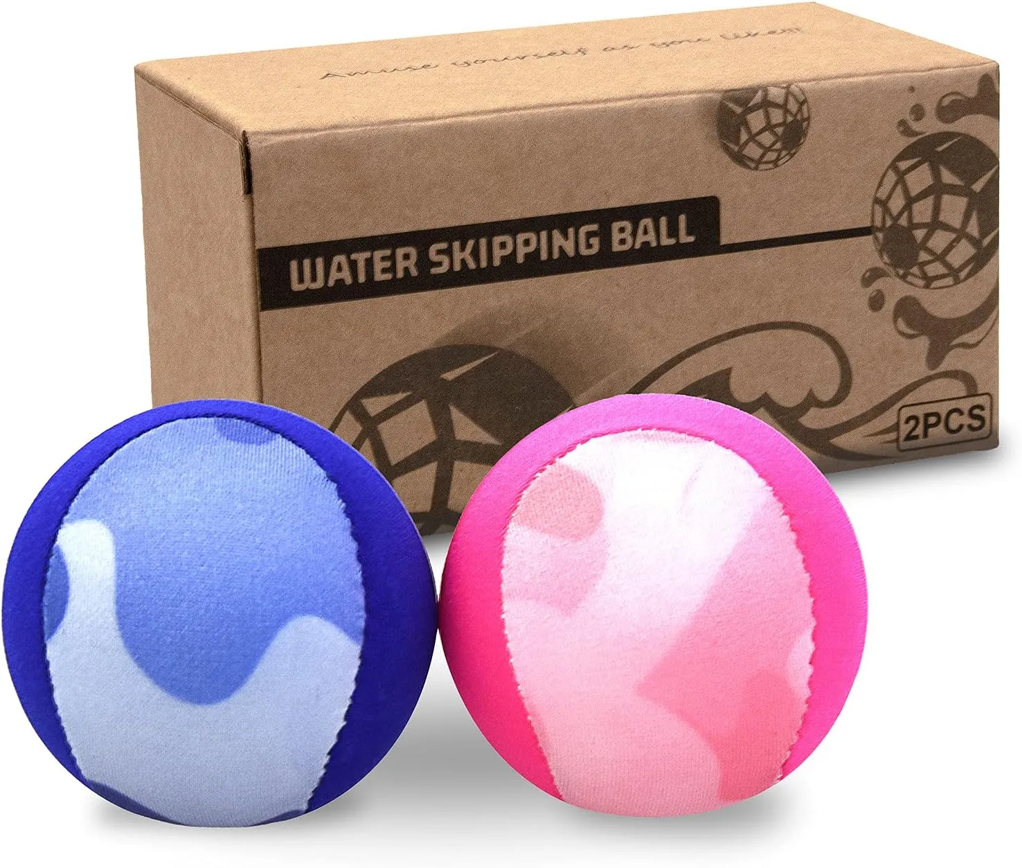 Water Skipping Ball Summer Beach Ball 2-Pack Water Bouncing Balls Grip Ball for Beach Swimming Pool River Lake