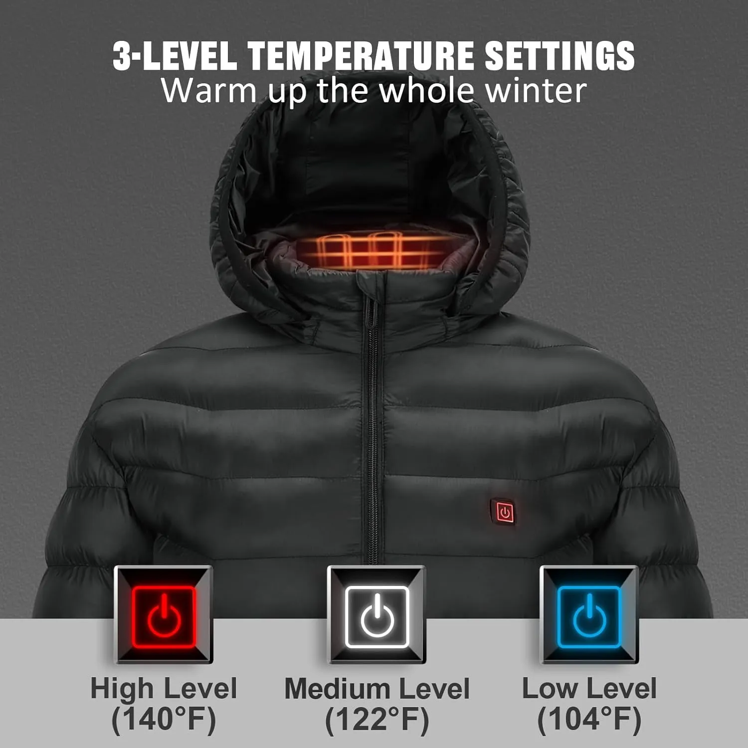 Womens heated jacket with 2pack 10000mAh Battery Pack, QTREE Lightweight Heated Coat with 8 Areas Heating