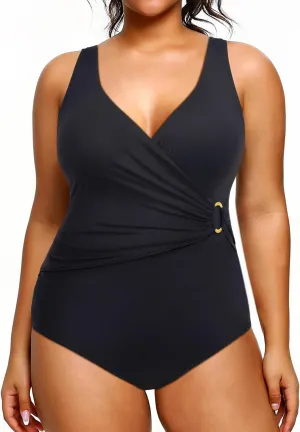 Yonique Plus Size One Piece Swimsuits for Women Tummy Control Bathing Suits Full Coverage Swimwear
